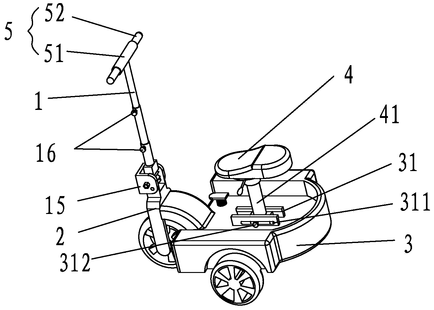 Three-wheel electric vehicle convenient to store