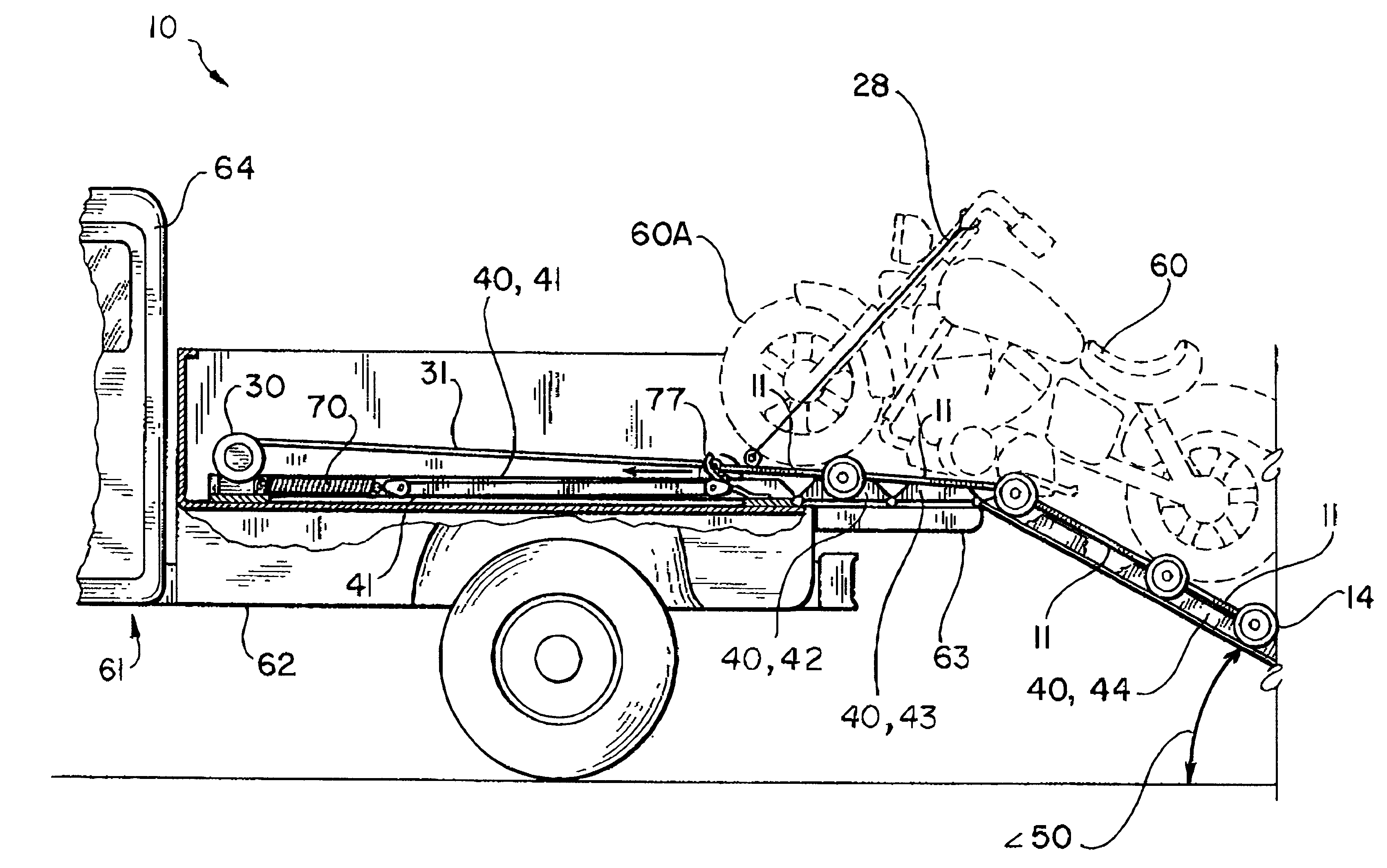 Apparatus for loading and unloading a vehicle bed