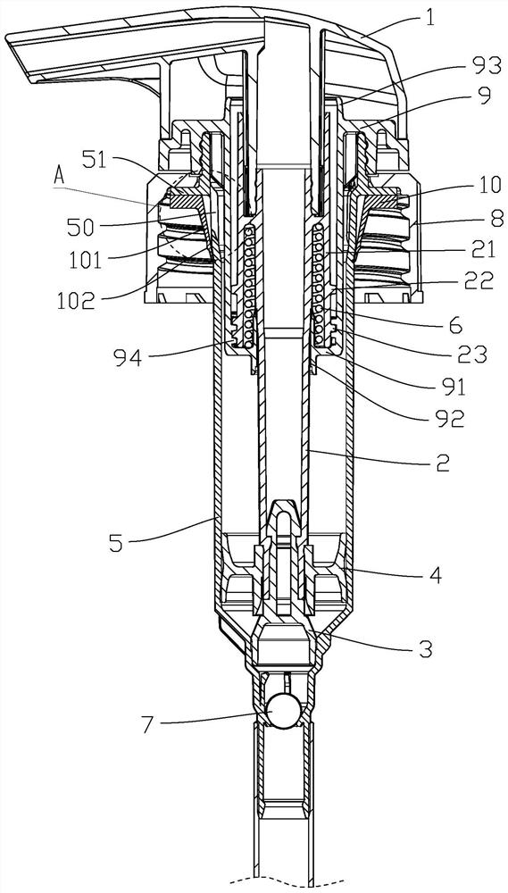 External spring emulsion pump with anti-blocking ventilation structure