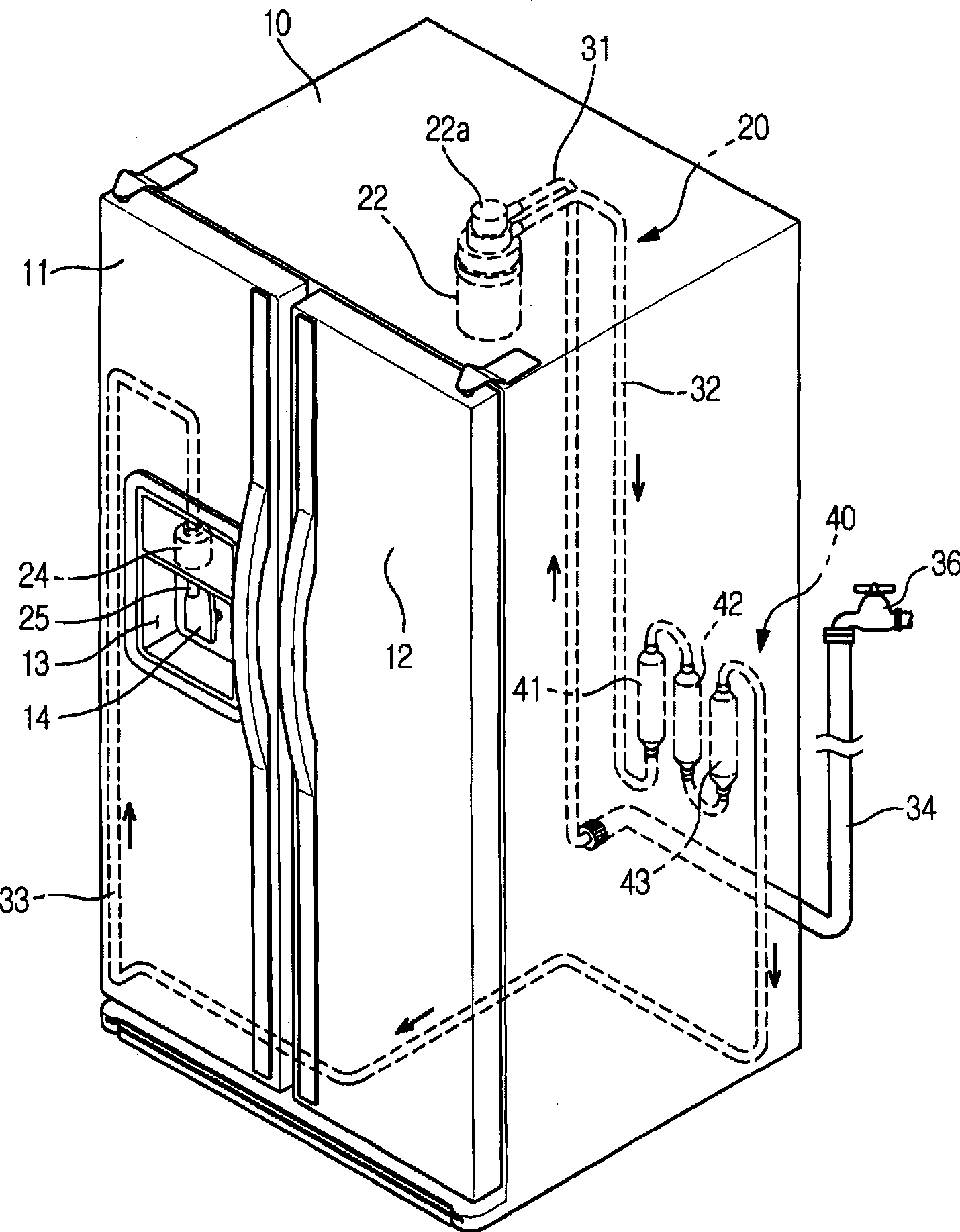 Water tank for refrigerator and refrigerator having the same