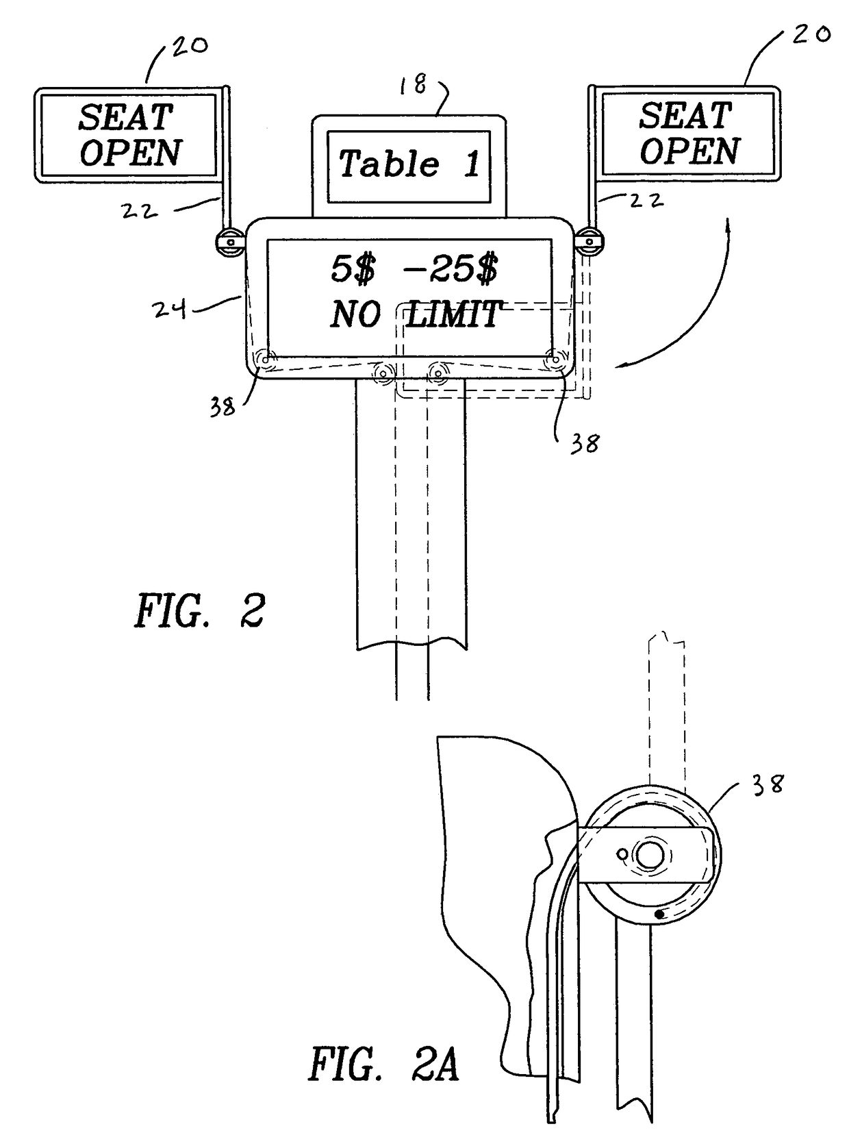 Apparatus for alerting availability of vacant poker table seats