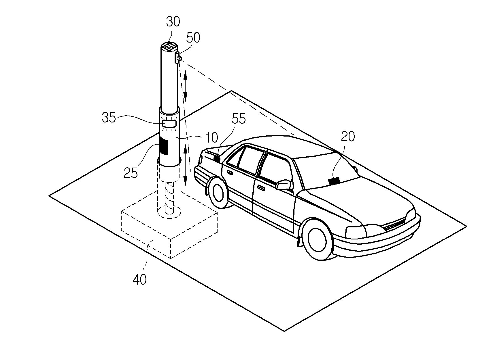 Parking barricate device with sensing vehicle