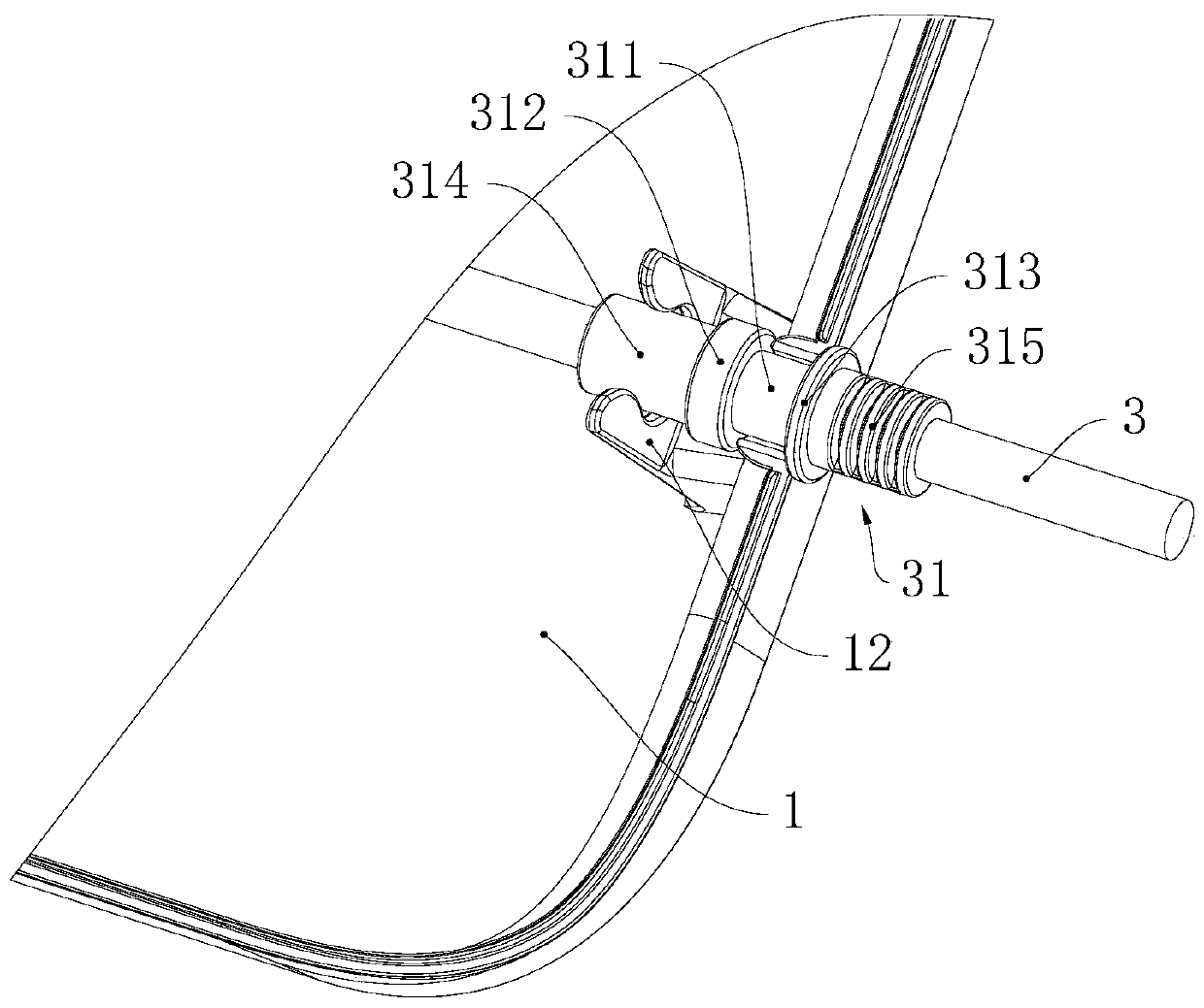 Power line mounting assembly of fan heater and fan heater