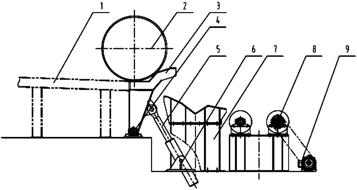 Baffle tube material stirring swing arm device