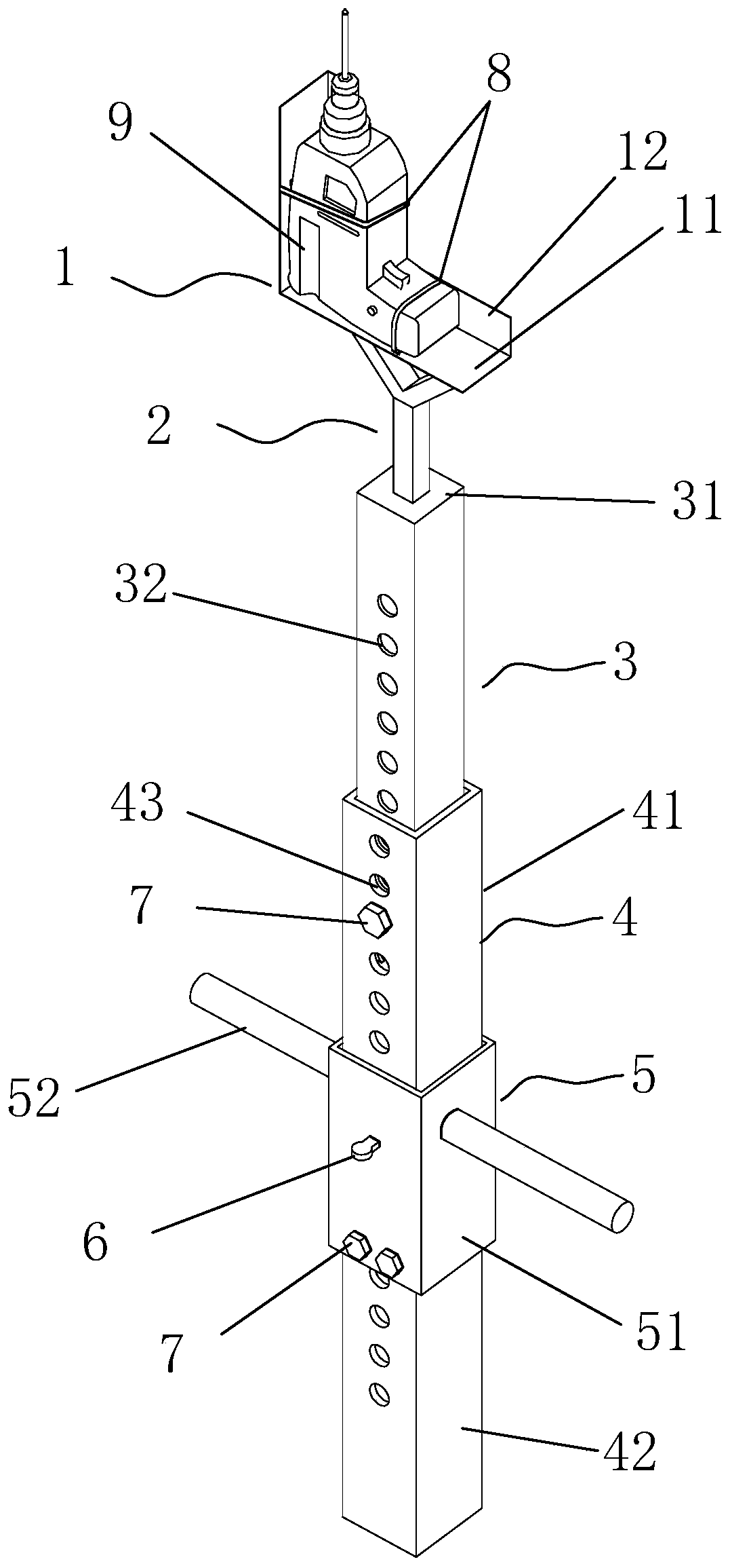 Drilling machine support device structure and construction method thereof