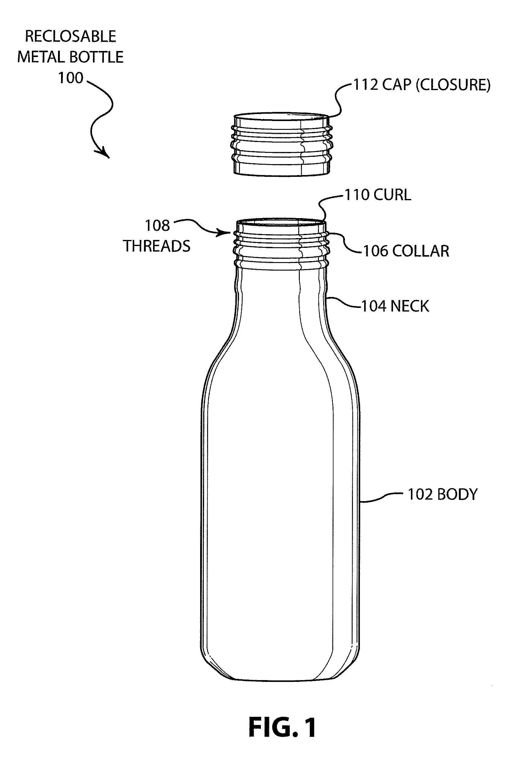 Reclosable metal bottle
