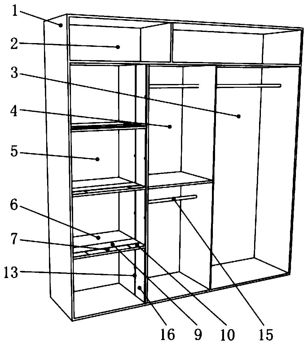 Wardrobe with movable horizontal cross plate