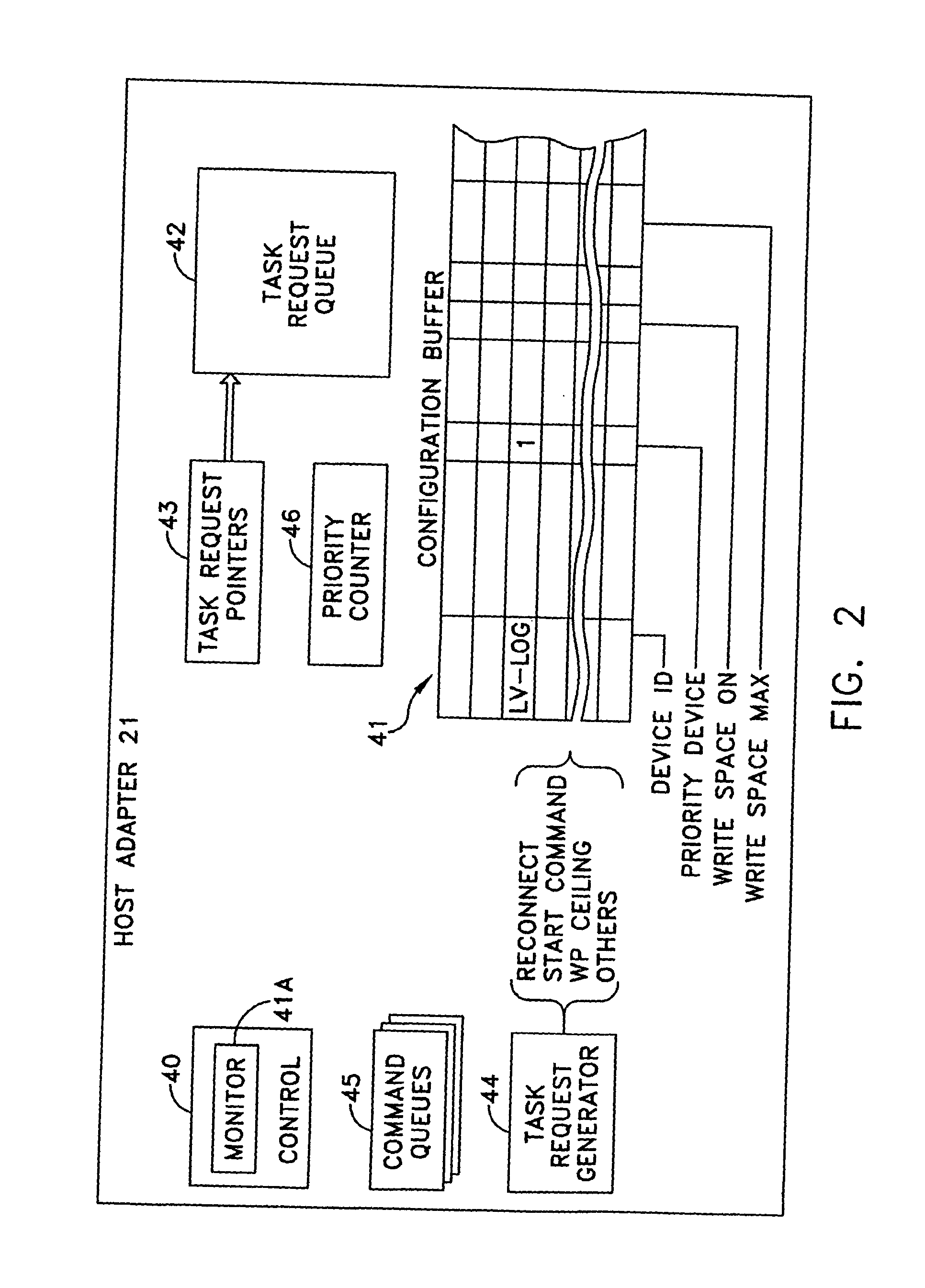 Disk array storage device with means for enhancing host application performance using task priorities