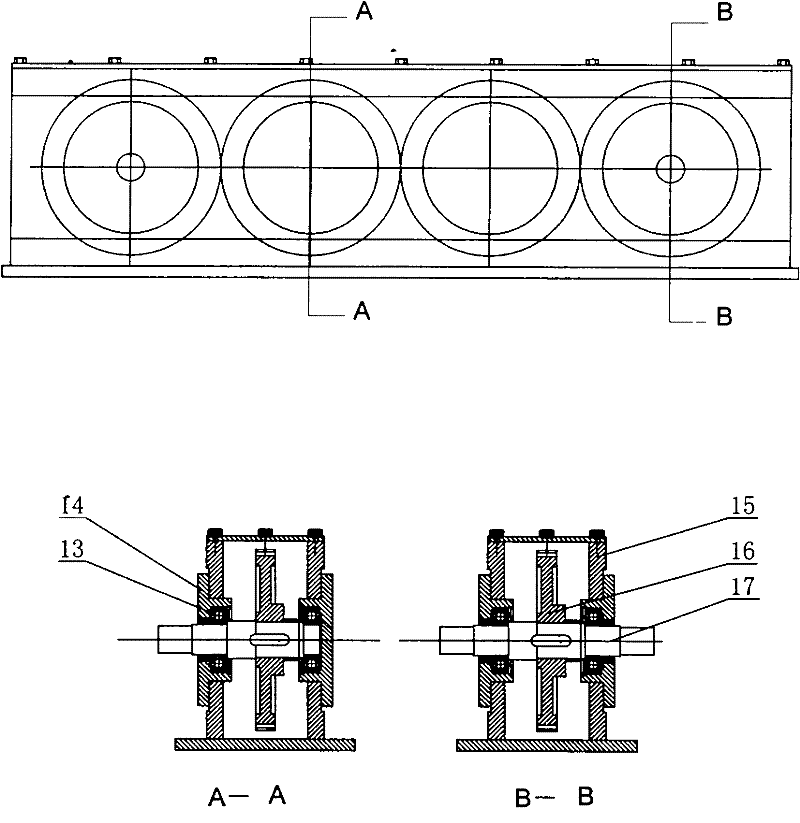 Four-axis synchronous powerful vibration excitation device used for automatic block moulding machine