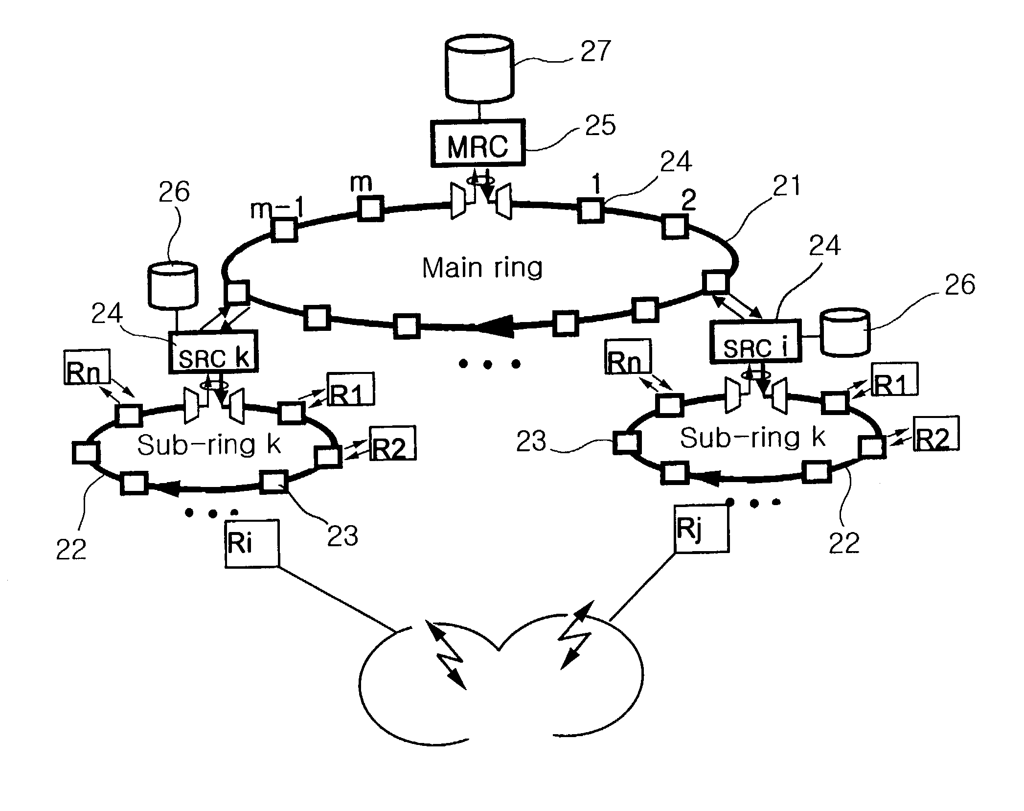 Method for transmitting packet in wireless access network based on wavelength identification code scheme