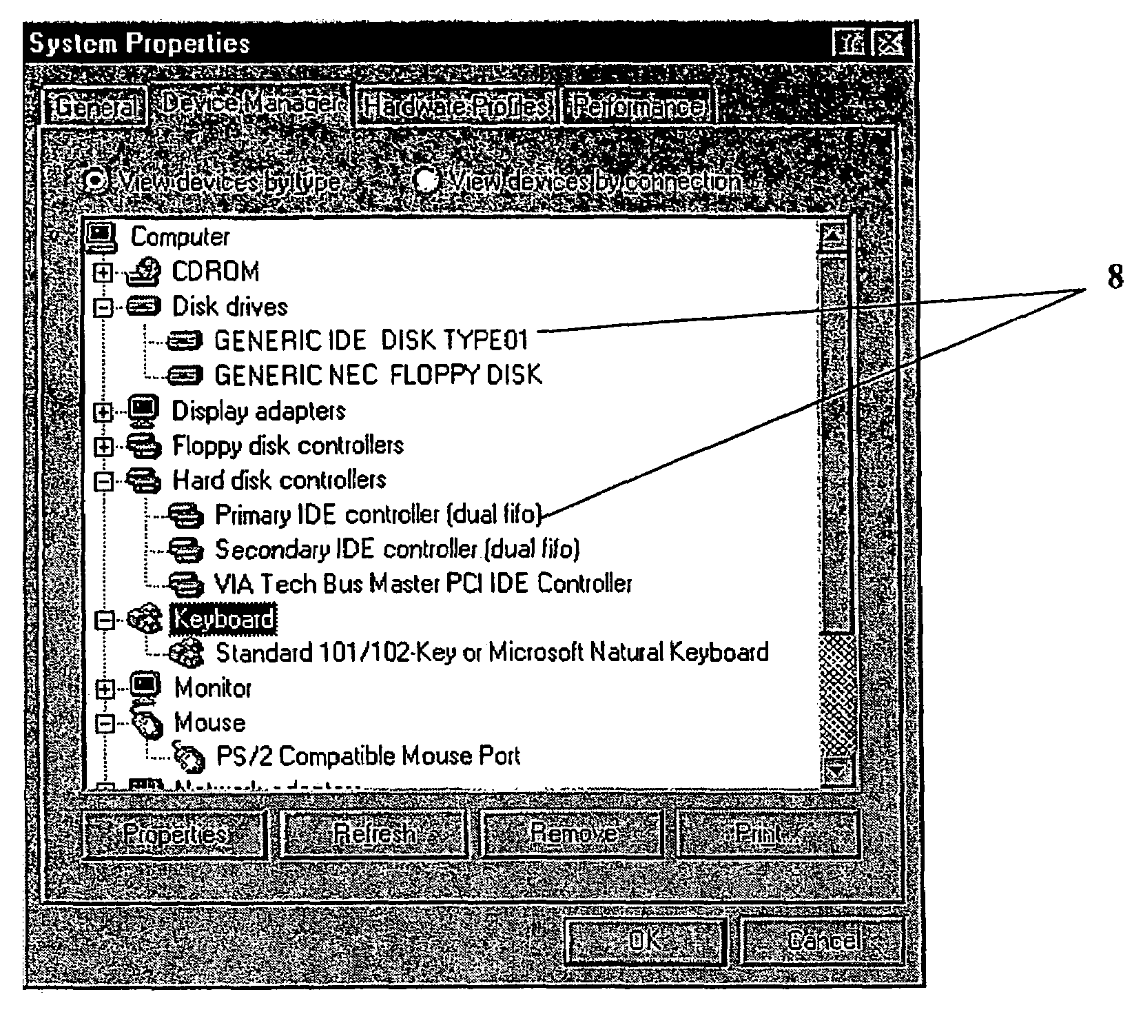 Graphical representation of system information on a remote computer