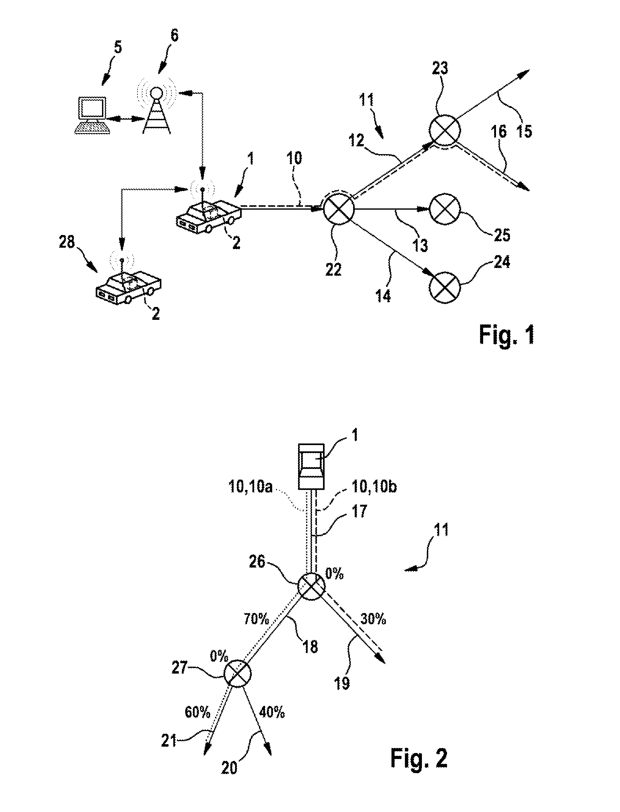 Method for transmitting route data for traffic telematics