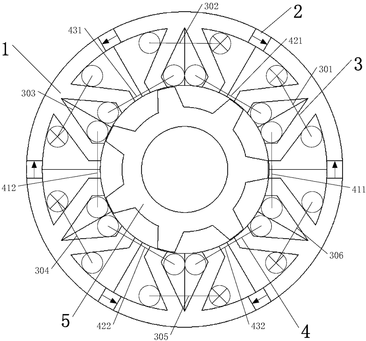 A k-shaped stator core hybrid excitation flux switching motor