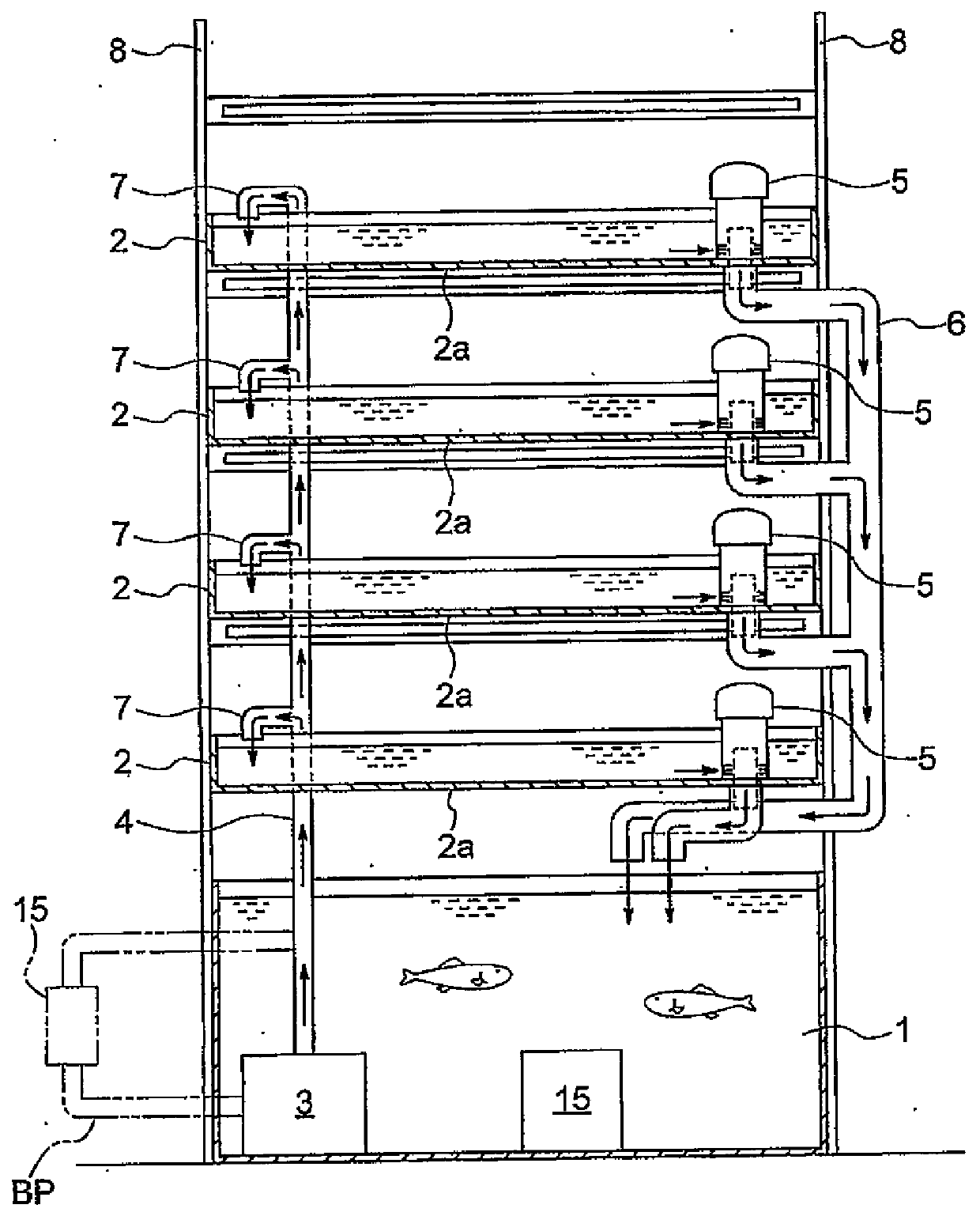 Aquaponics system, and fish and shellfish rearing and plant cultivation method using the aquaponics system