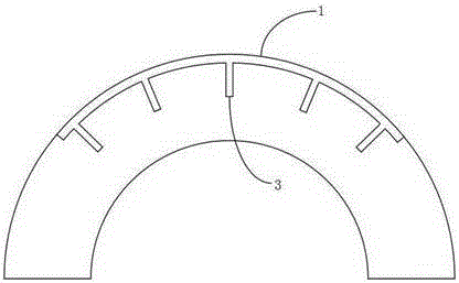 Specific curved pre-buried chute bearing assembly