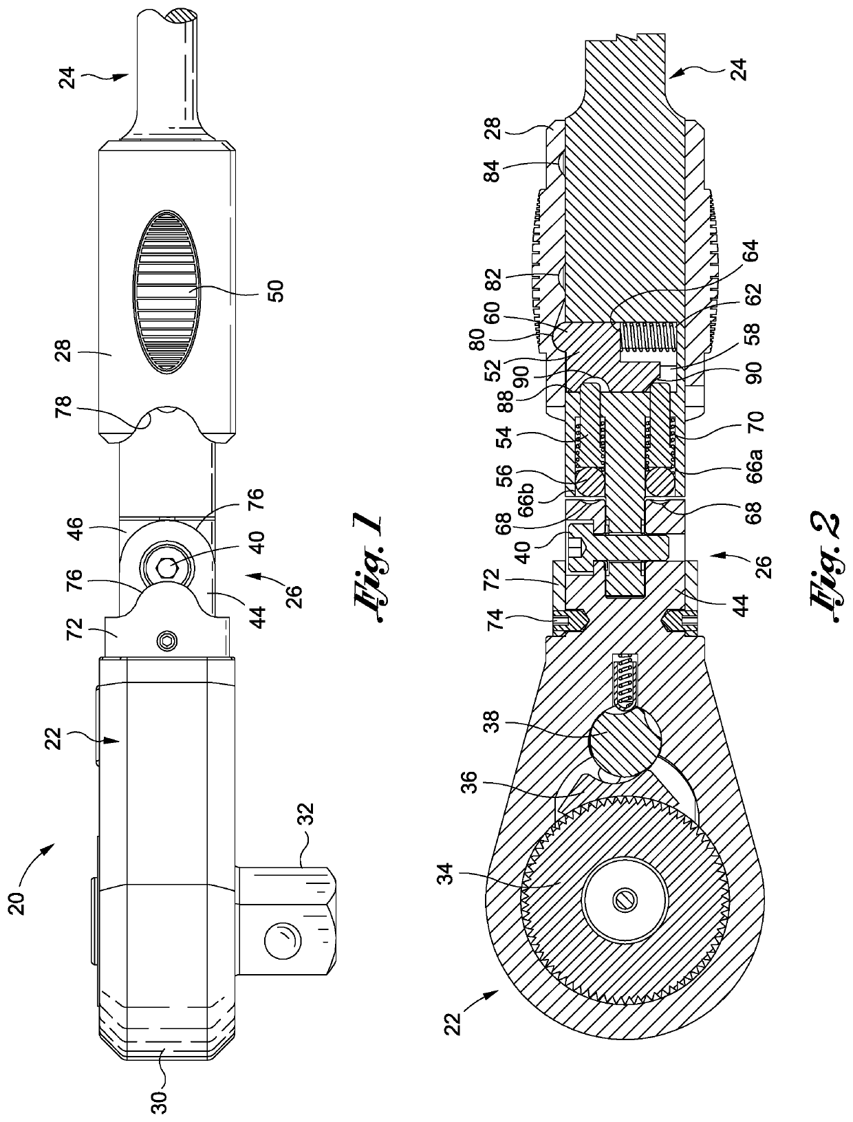 Hand tool having a head which is position-adjustable and lockable relative to a handle