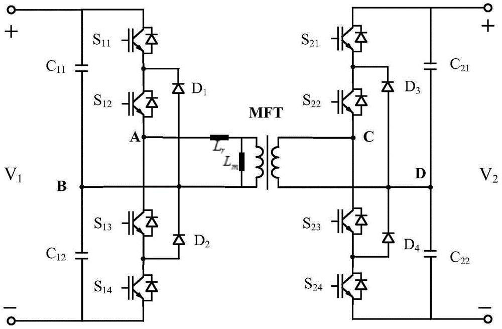 A bidirectional half-bridge three-level dc-dc converter current effective value minimization control method
