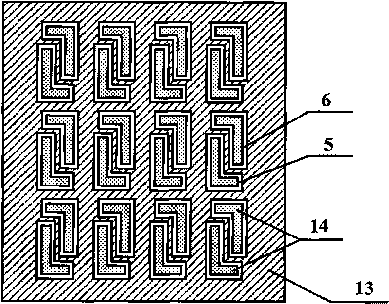 Flat panel display of right-angle bending pair-group grid controlled cathode structure and manufacturing process thereof