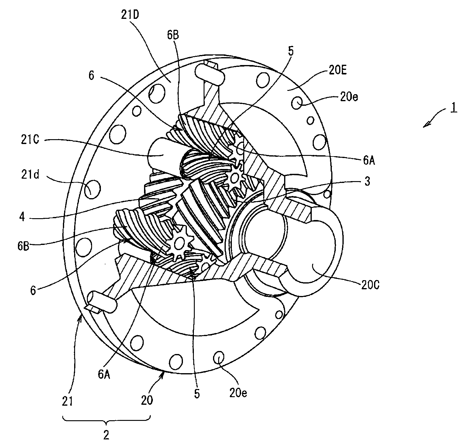 Gear and differential apparatus provided therewith for vehicle