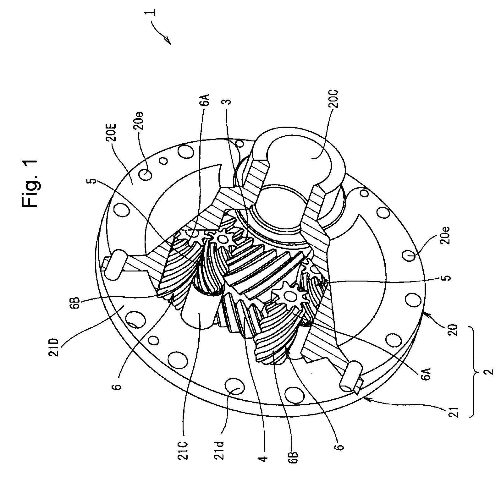 Gear and differential apparatus provided therewith for vehicle