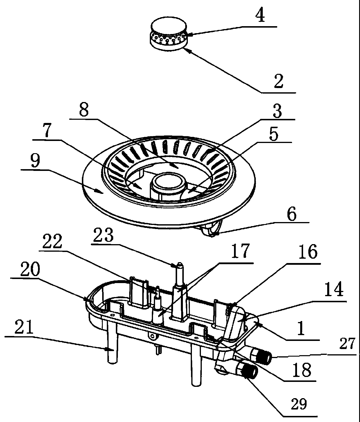 Totally upward air inlet combustor