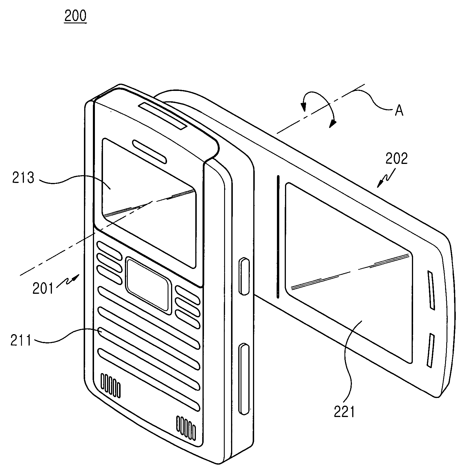 Hinge device of swing-type portable terminal