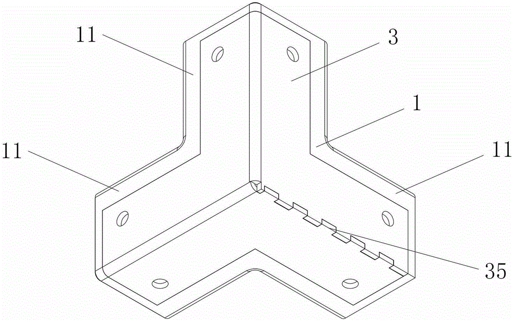 Three-way square joint for pipe connection