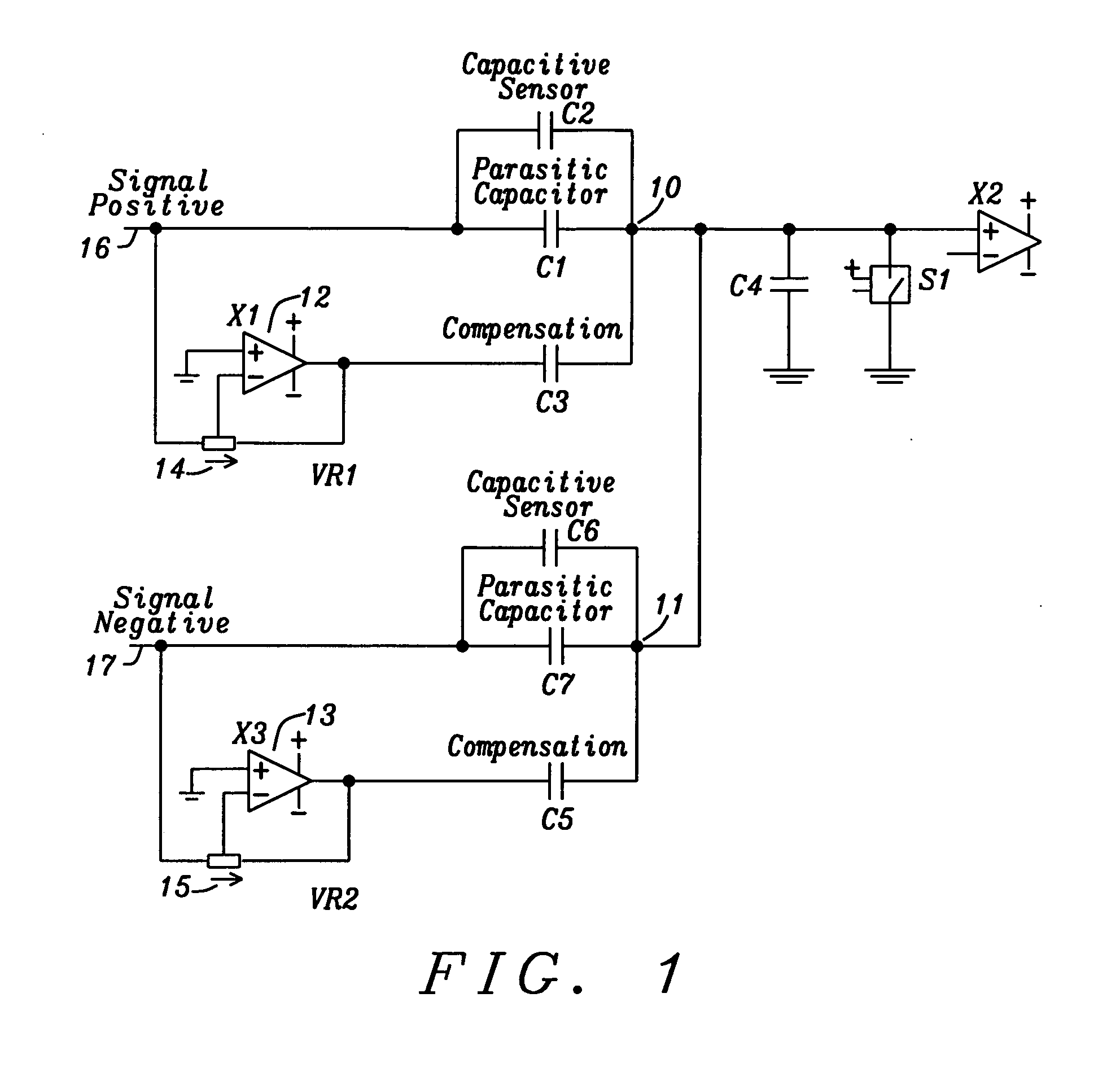 Compensation of parasitic capacitances of capacitive sensors