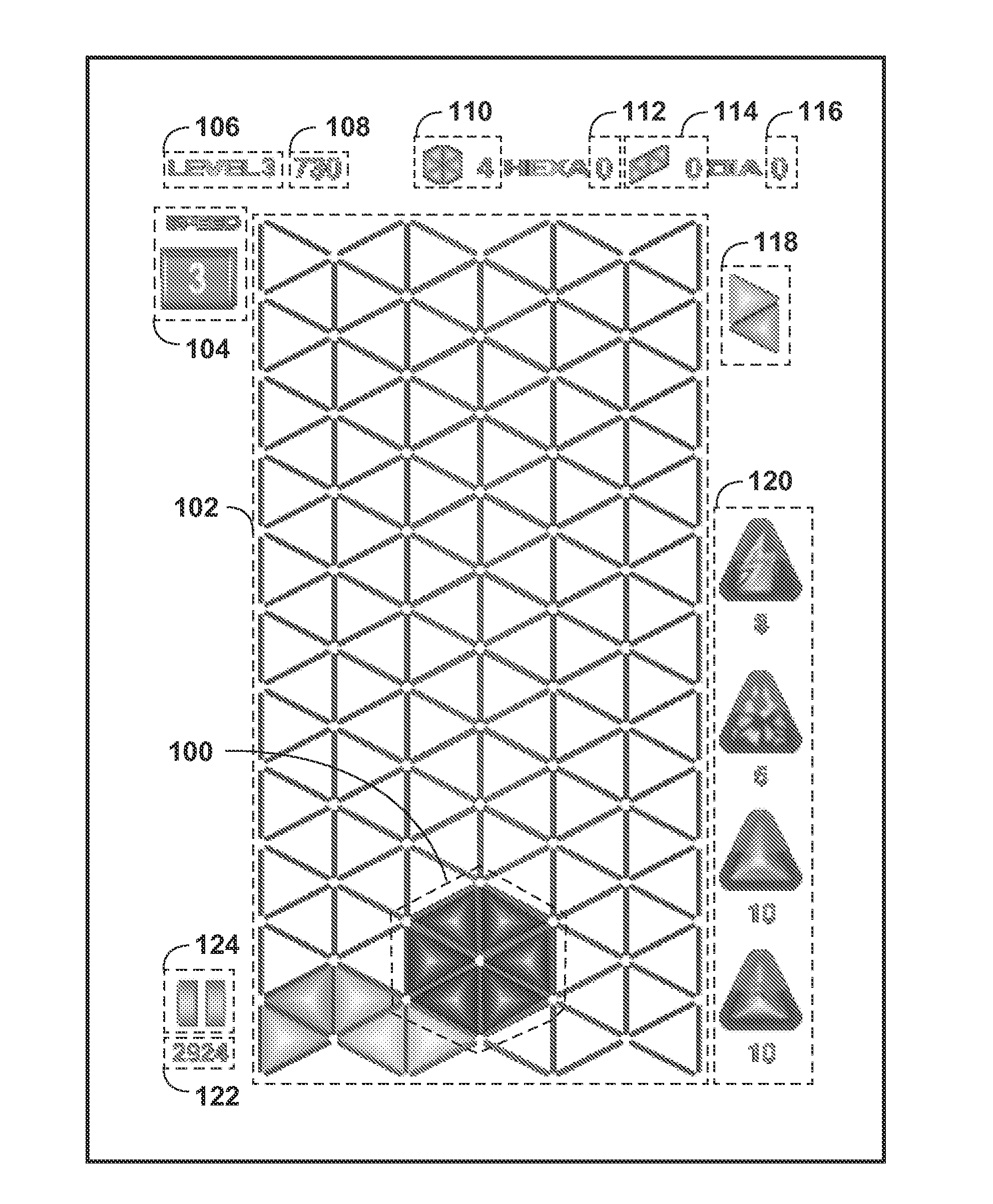 Computer game with a target number of formations created from falling pieces in a triangular grid