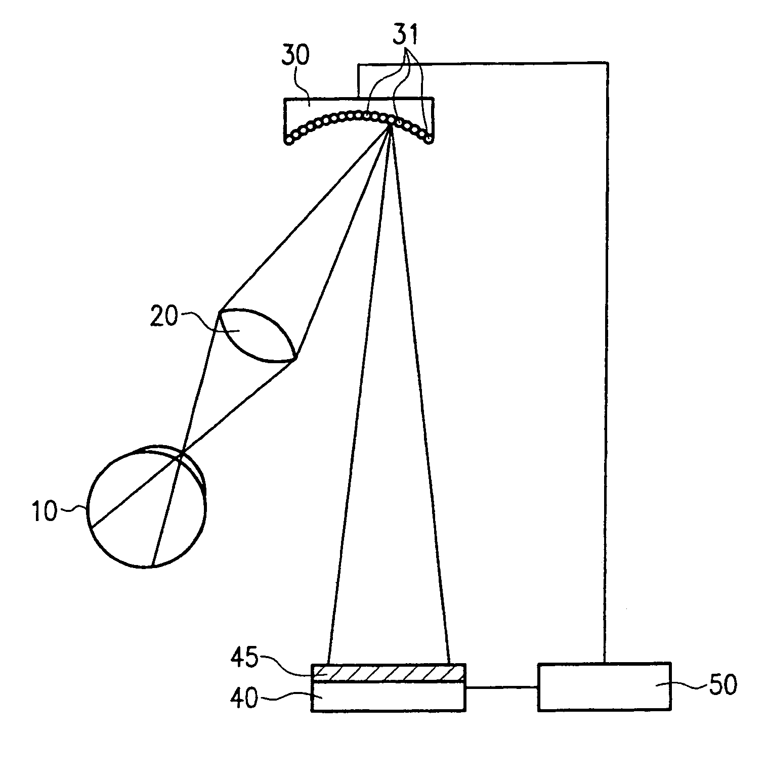Method for determining vision defects and for collecting data for correcting vision defects of the eye by interaction of a patient with an examiner and apparatus therefor