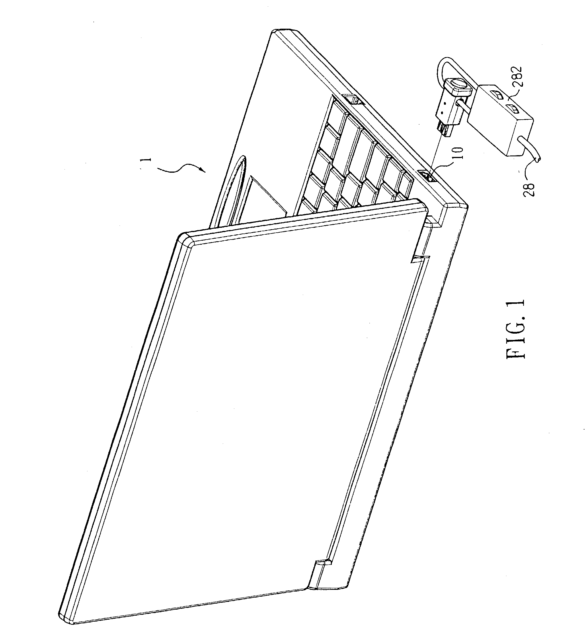Plug socket securing device for use with plug socket having a slot formed by a resilient tab