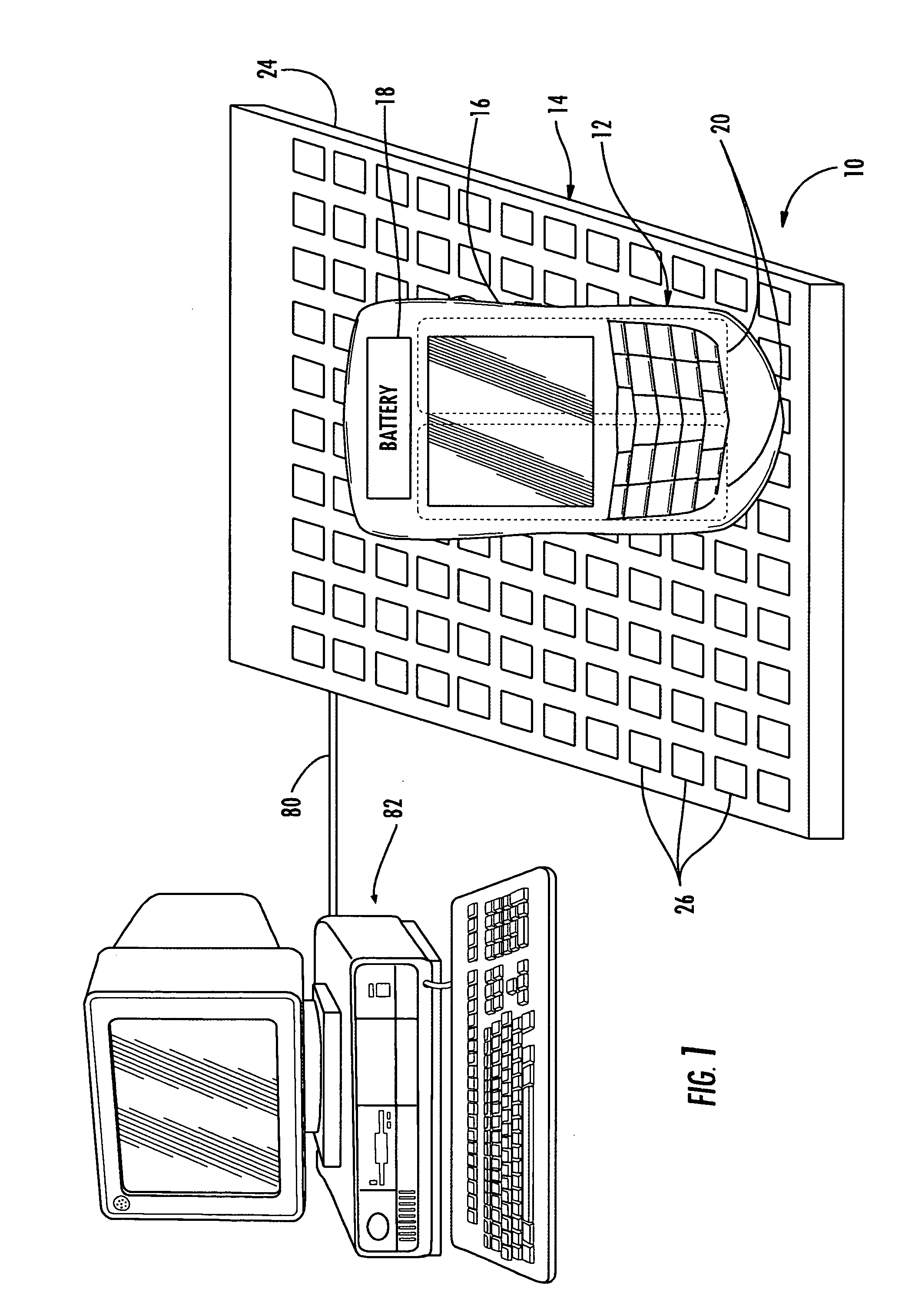 Portable electronic device and capacitive charger providing data transfer and associated methods