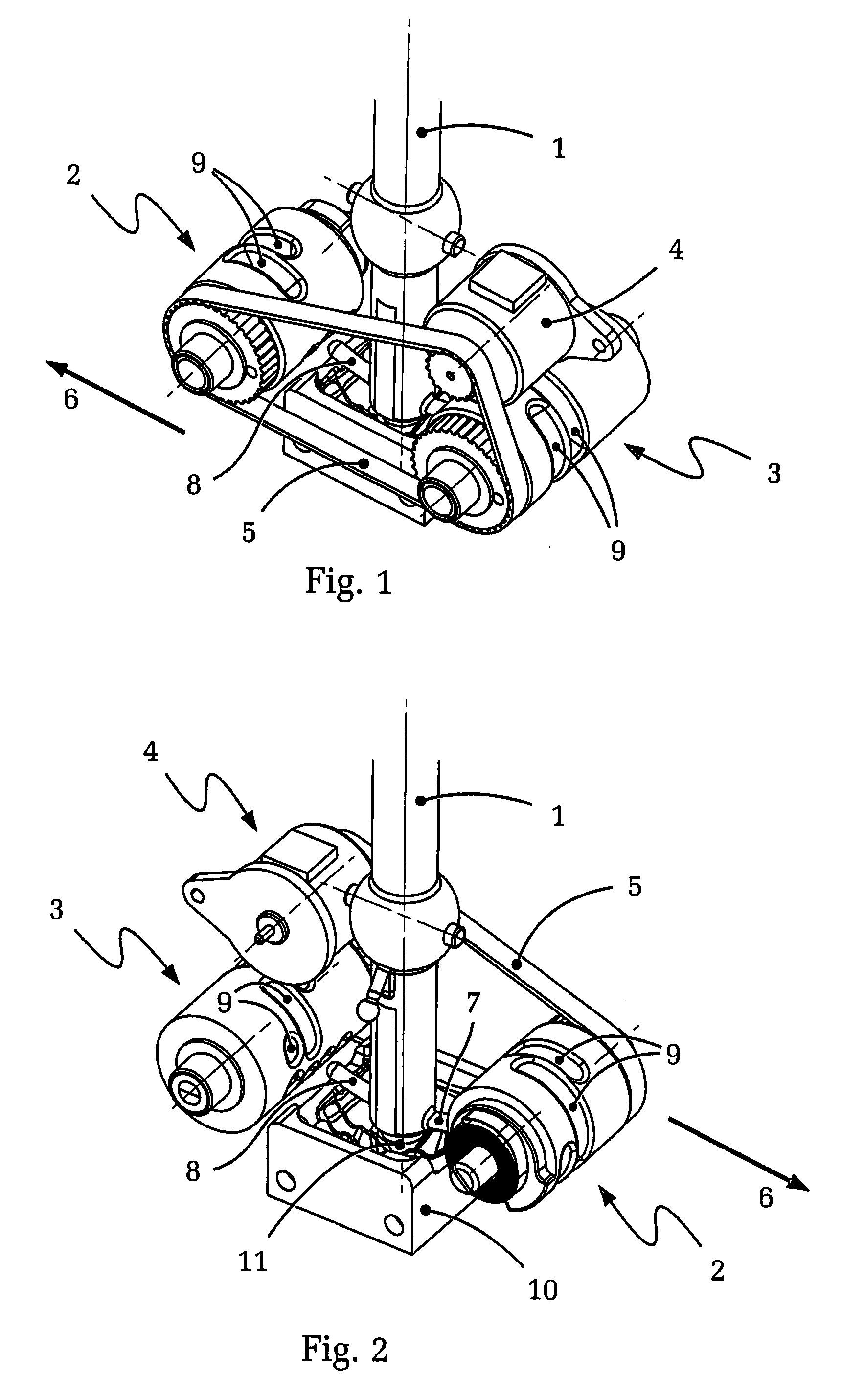 Actuating device having a locking roller