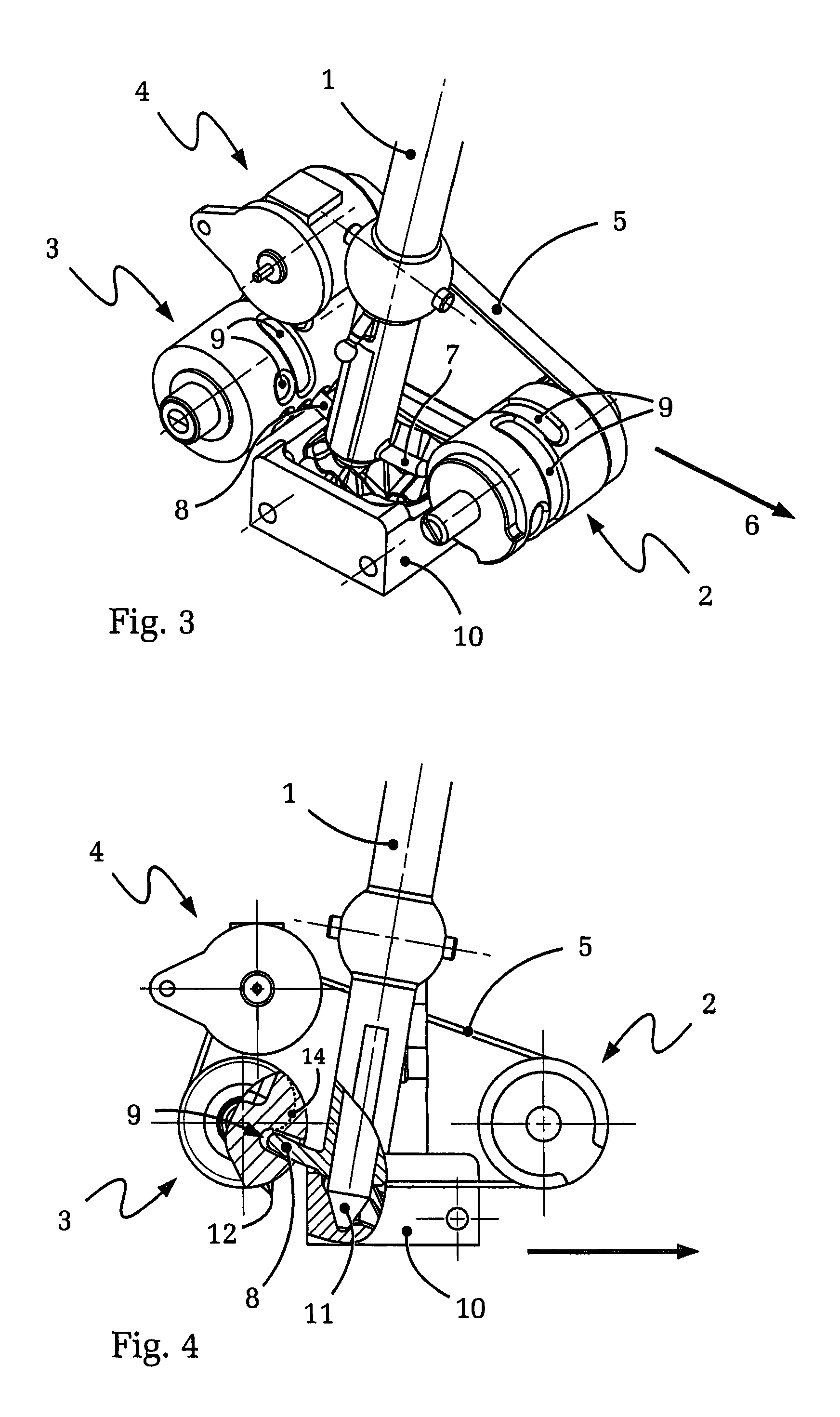 Actuating device having a locking roller