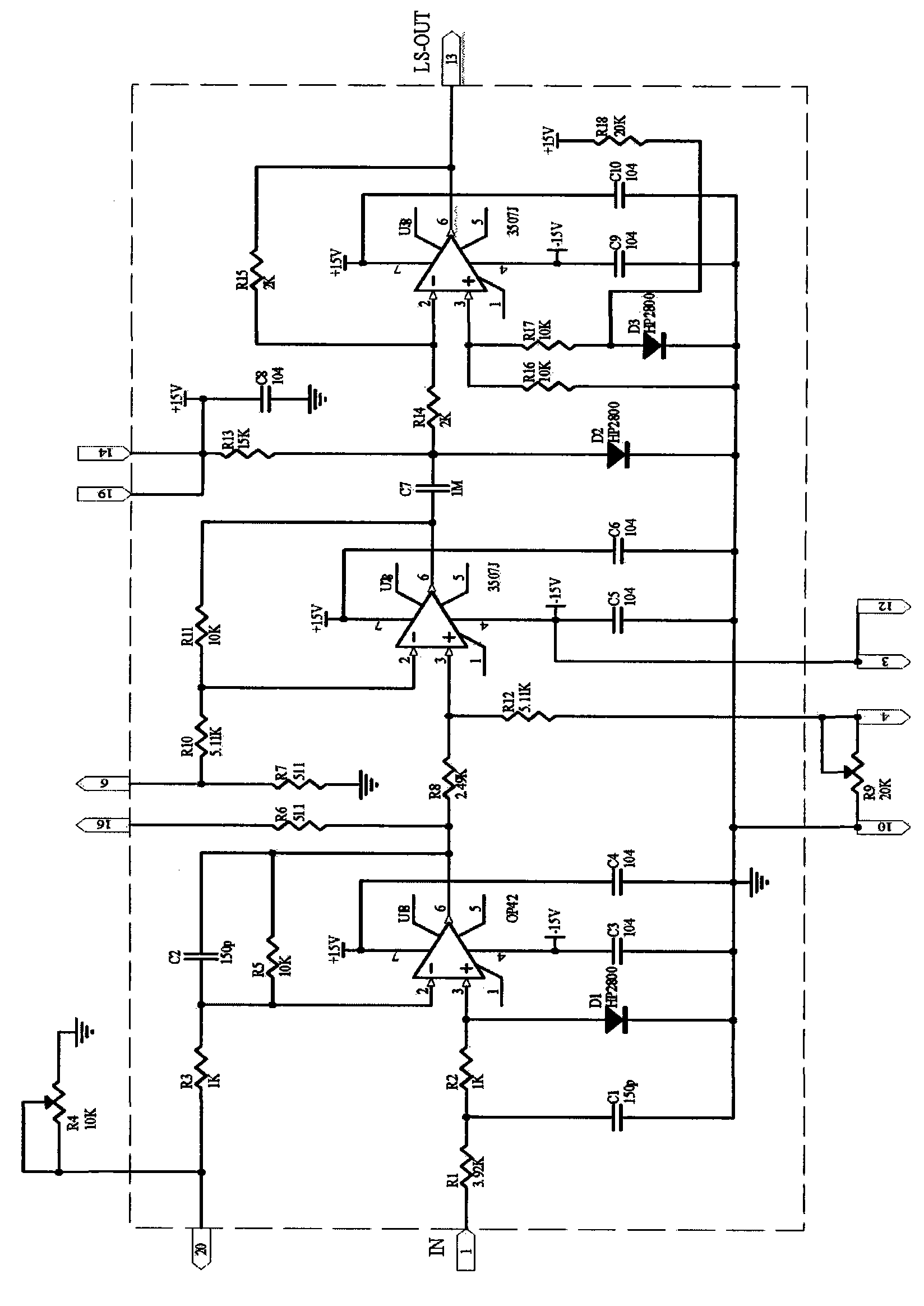 Lithologic density long-spacing data acquisition and processing thick film circuit