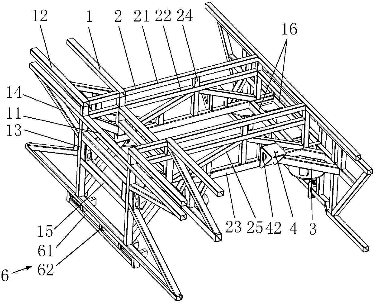 Rear axle frame for buses