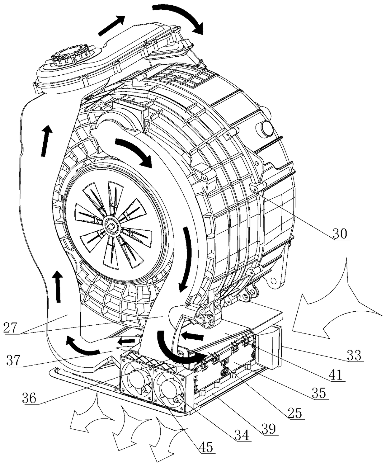 A uniform wind structure of a heat exchanger