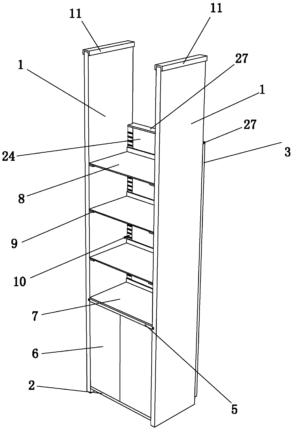 Movable metal laminate decorative cabinet and manufacturing method thereof