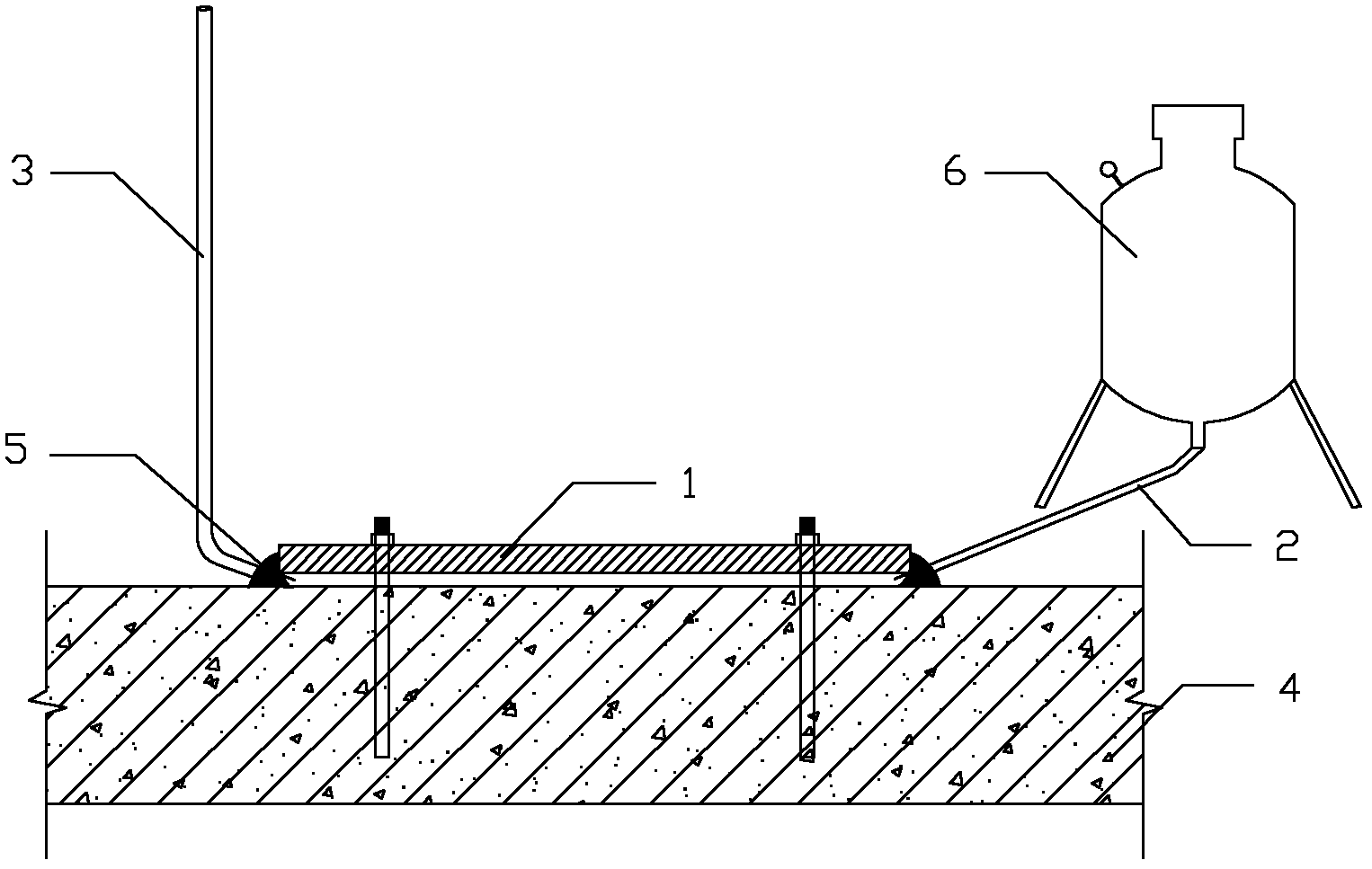 Grouting construction method for steel-structured base