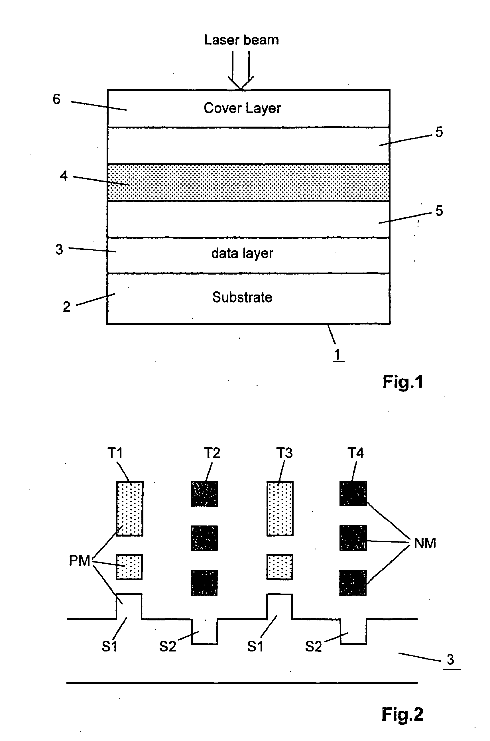 Optical storage medium comprising tracks with positive and negative marks, and stampers and production methods for manufacturing of the optical storage medium