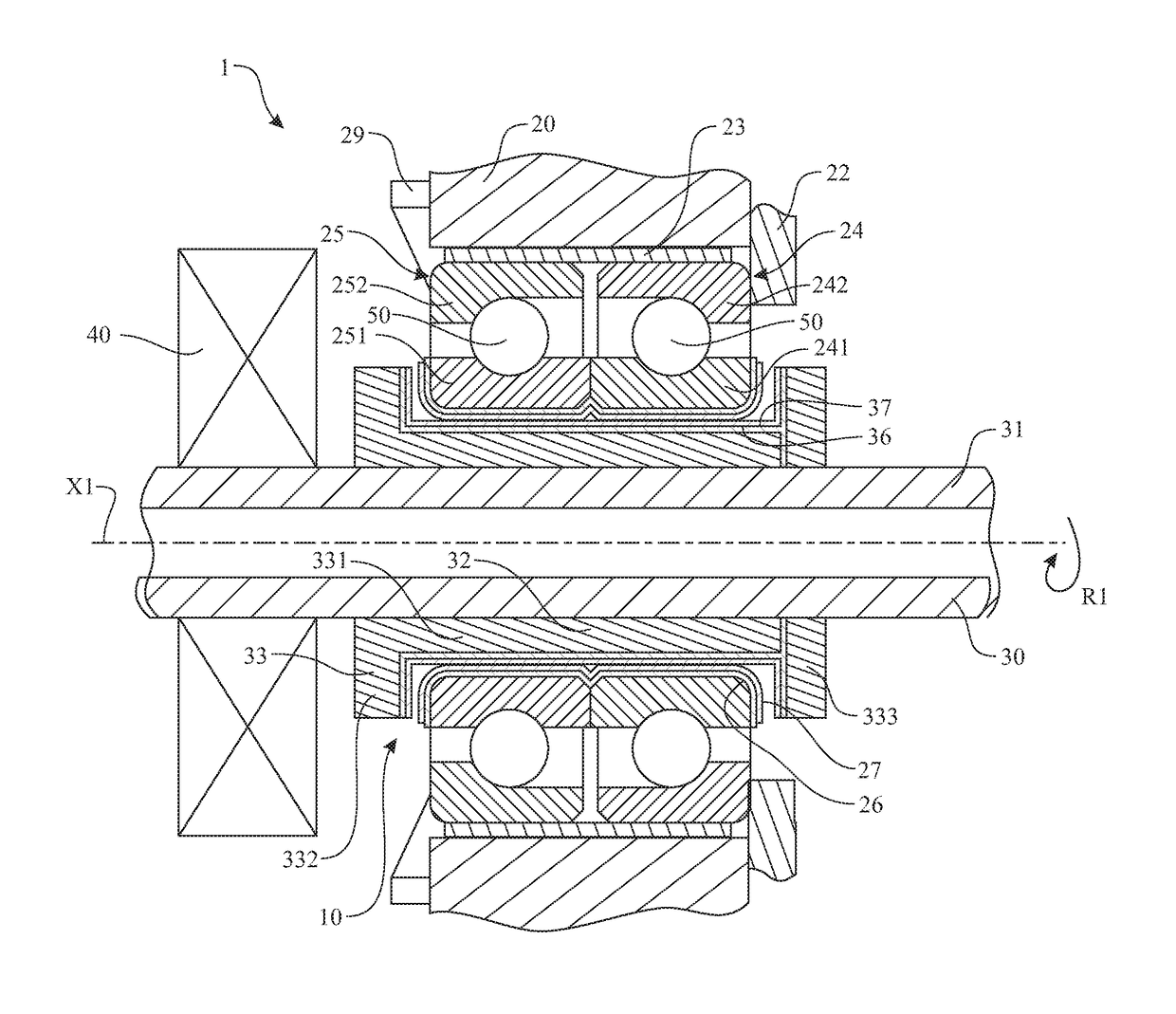 Landing bearing assembly and rotary machine equipped with such an assembly and a magnetic bearing