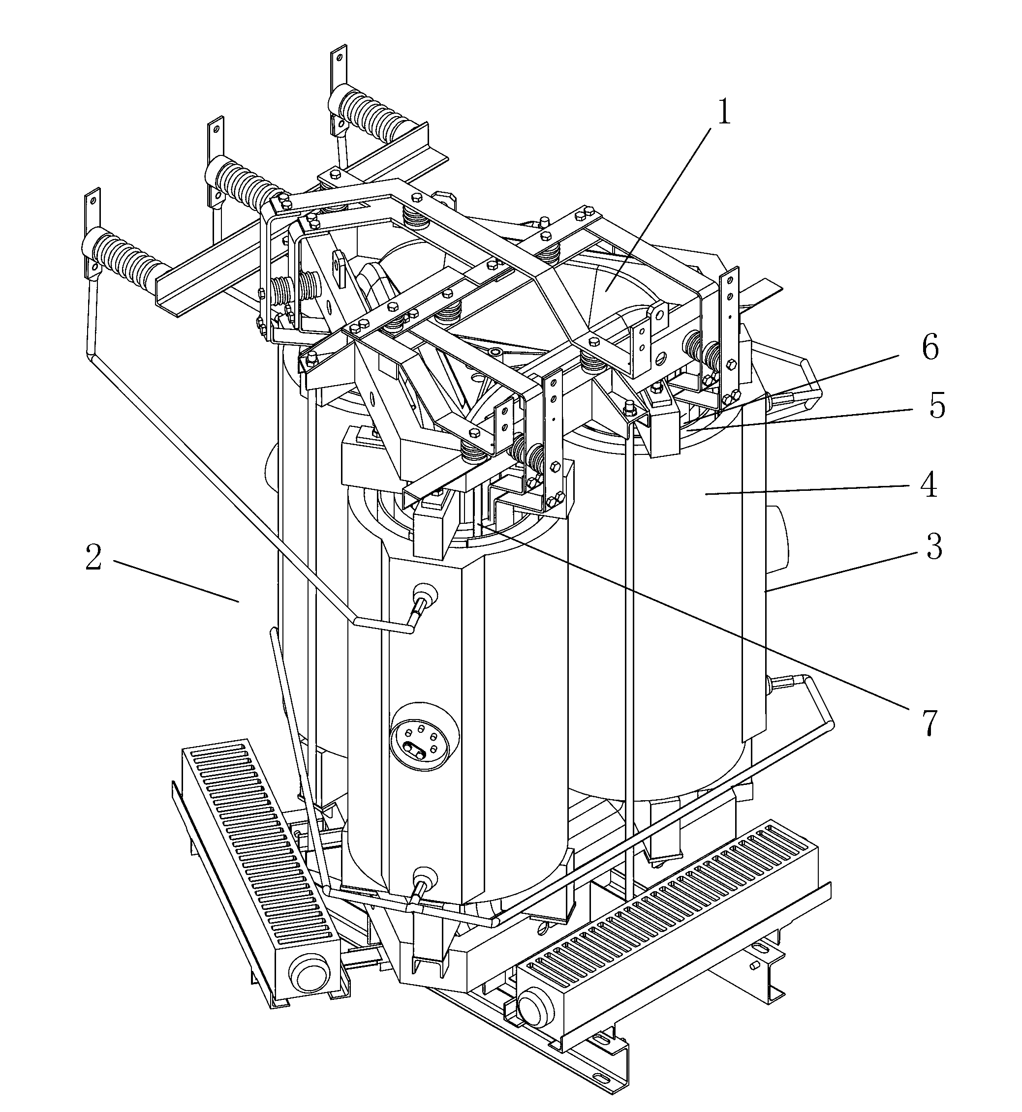 Stereoscopic rolled iron core type photovoltaic transformer with stabilizing windings