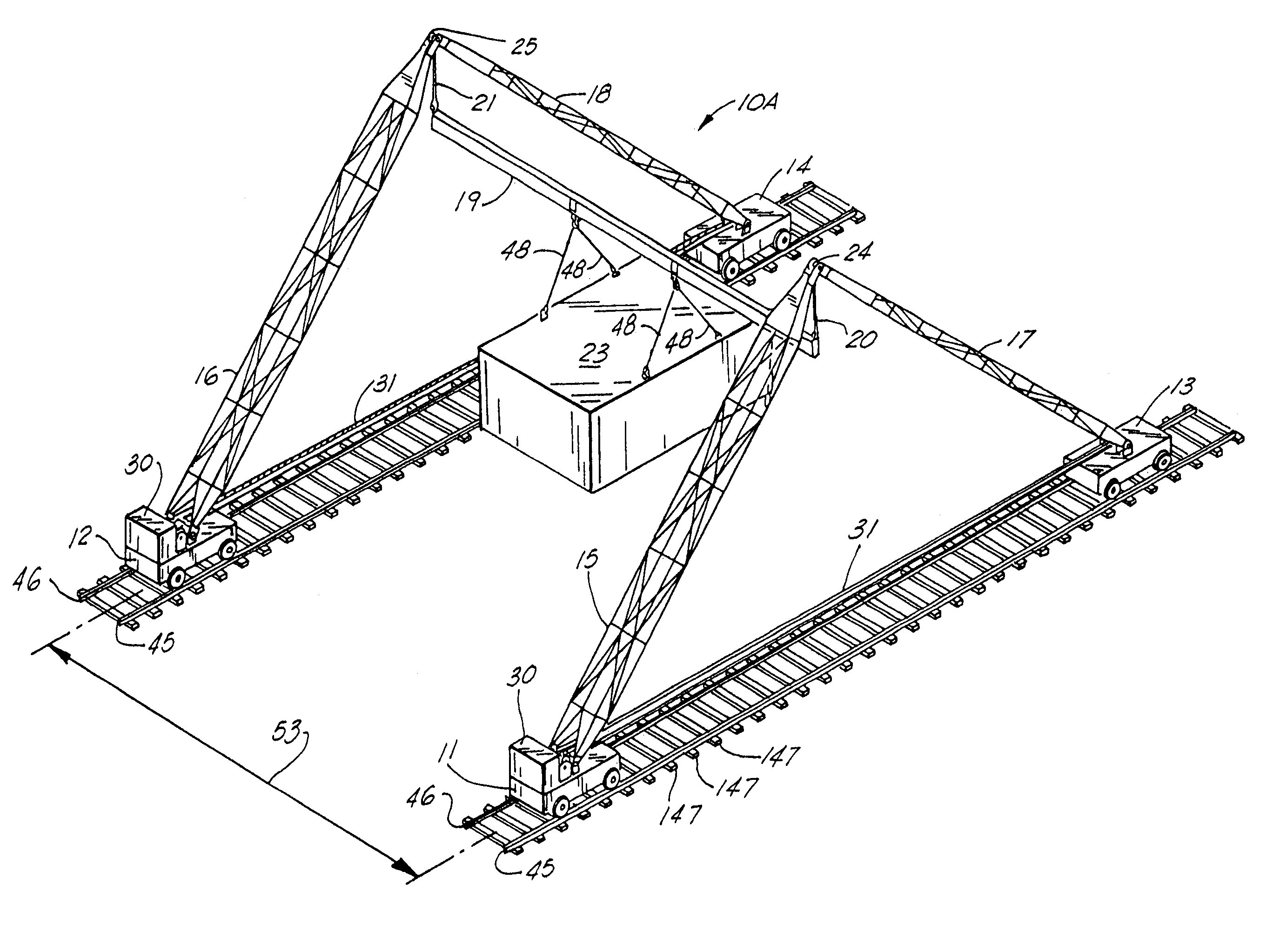 Powered lifting apparatus using multiple booms