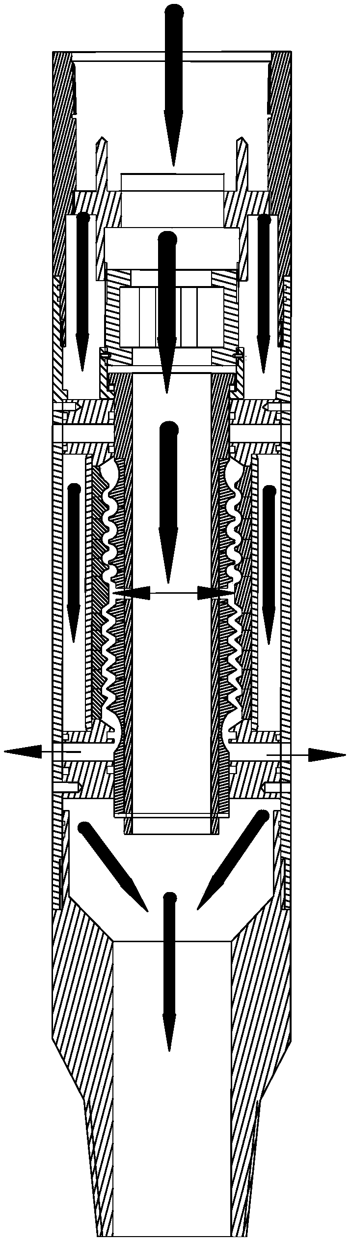 Downhole injection device being able to change polymer viscosity