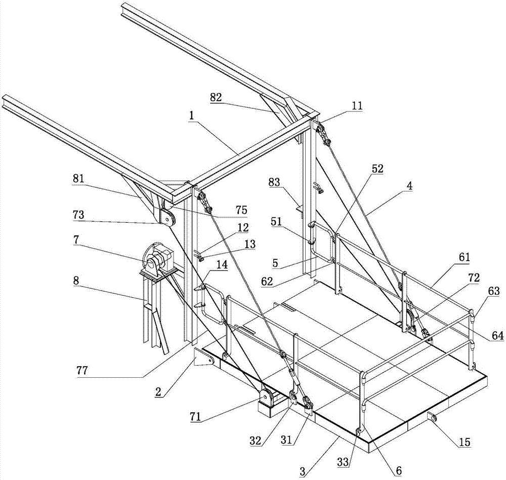 Retractable movable lifting platform and ships including the same