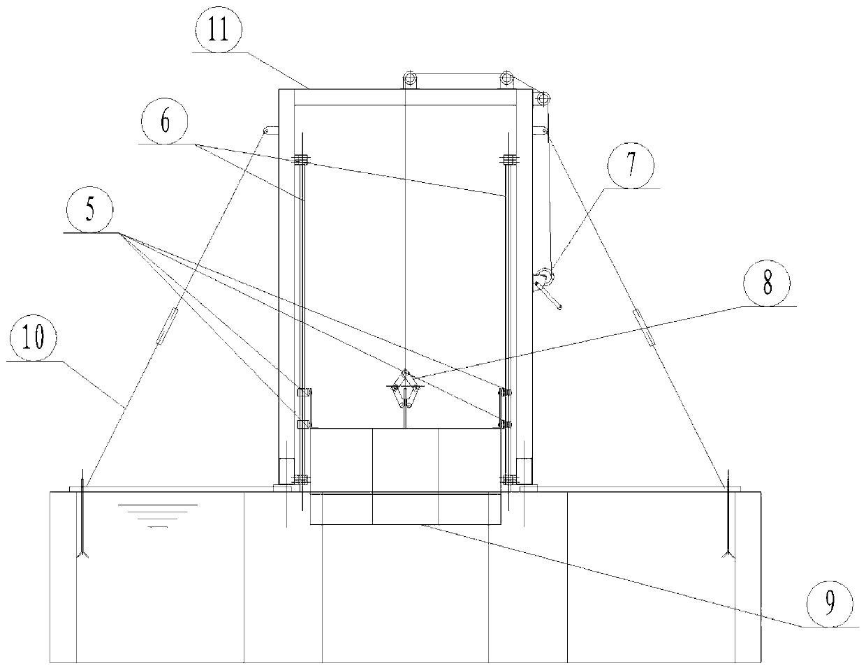 Experimental facility for falling body slamming experiment