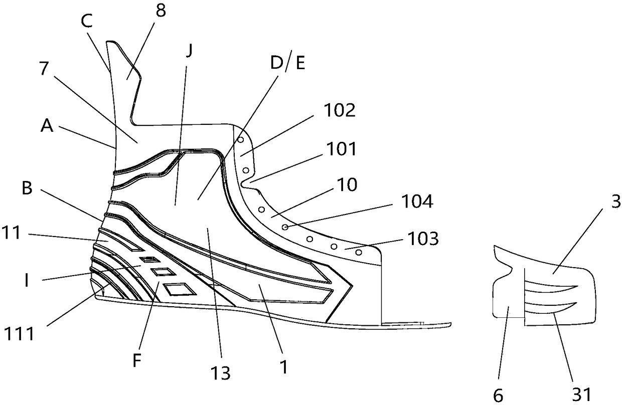 Hockey skate shell, hockey skates and roller skates