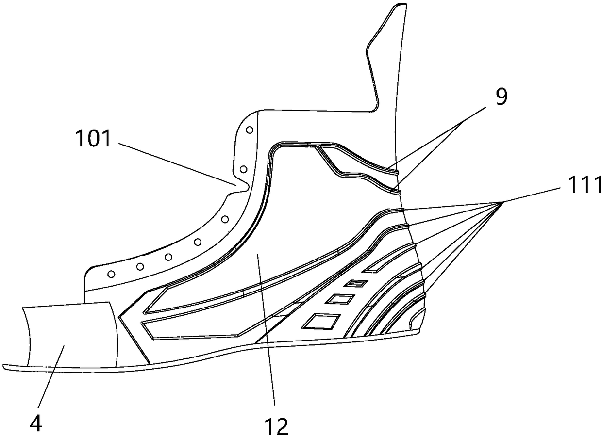 Hockey skate shell, hockey skates and roller skates