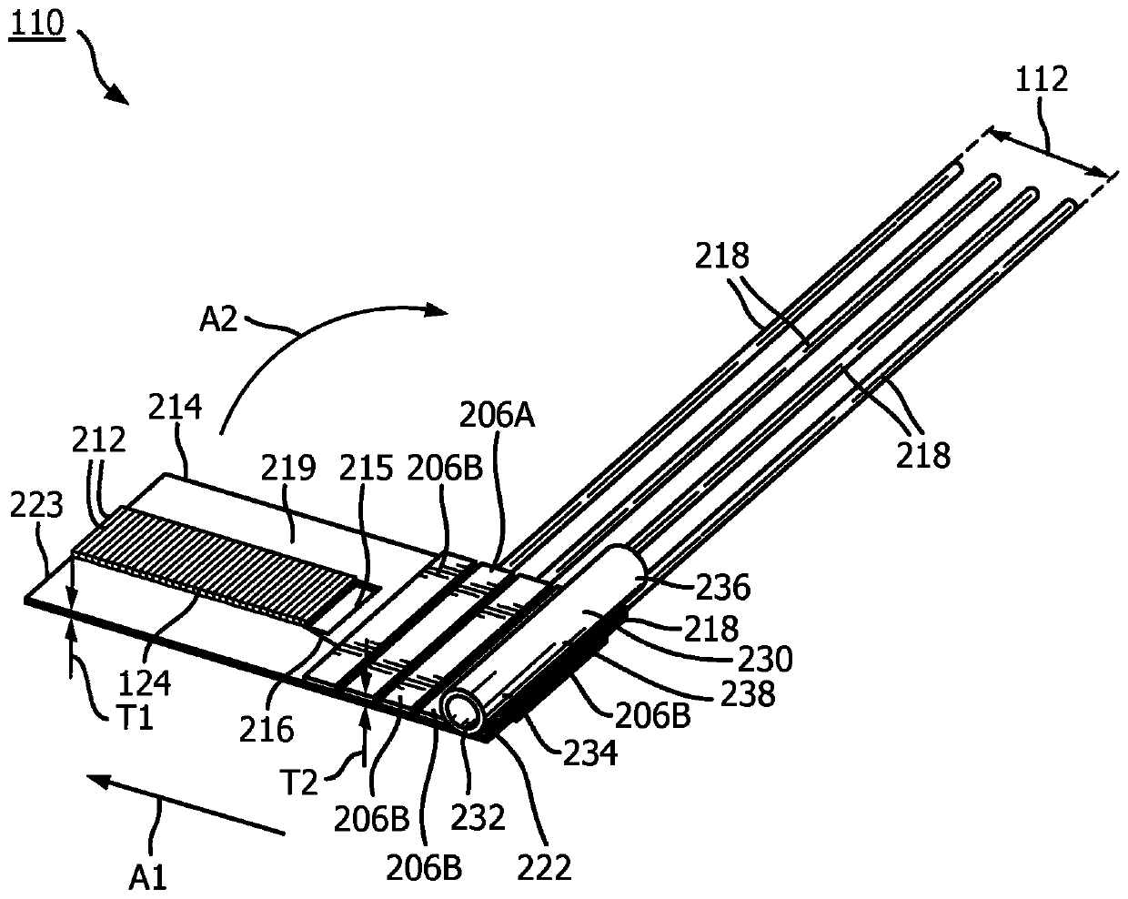 Rolled flexible substrate with integrated window for intraluminal ultrasound imaging device