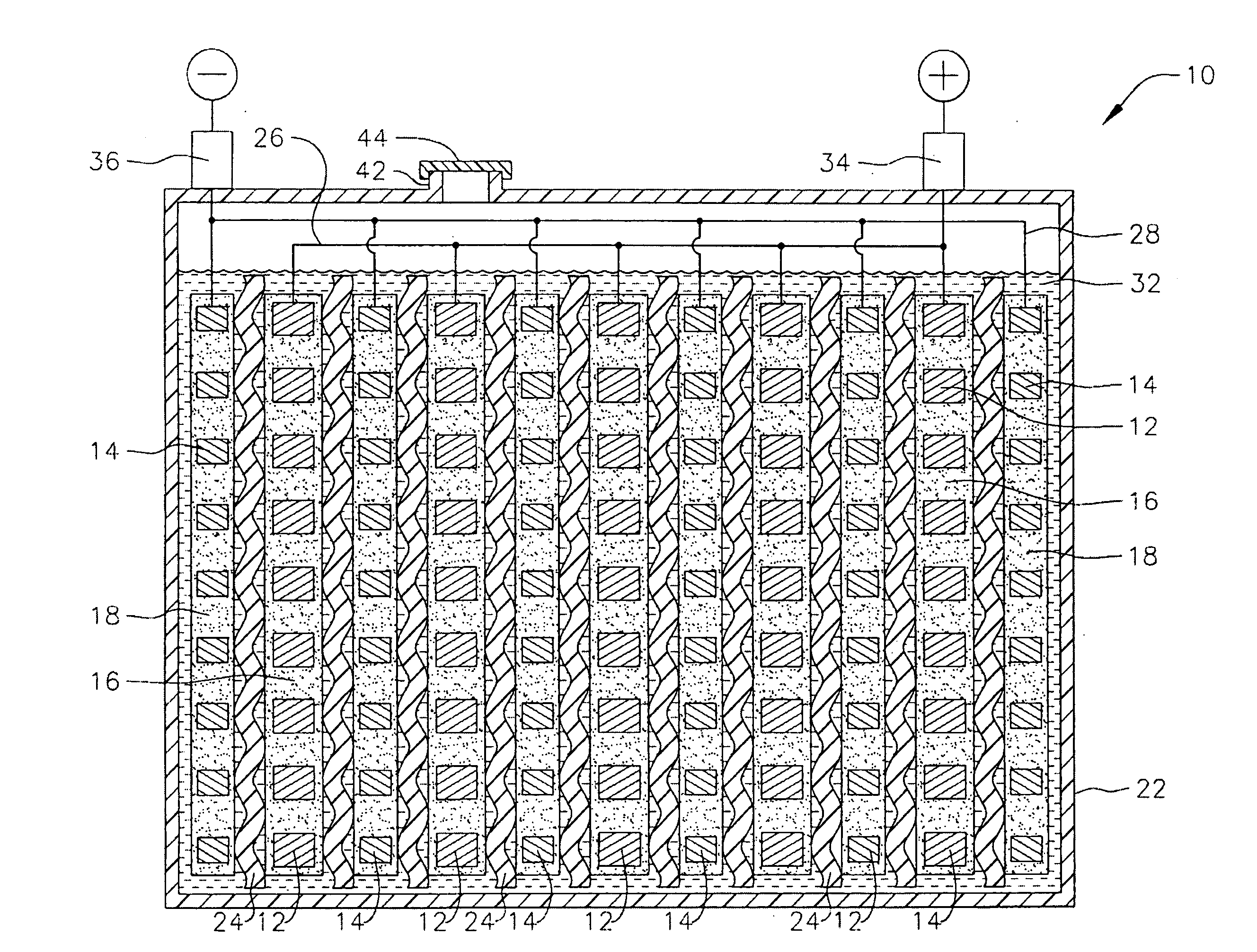 Flooded lead-acid battery and method of making the same